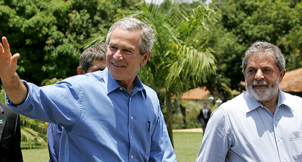 &bdquo;Hello &ndash; goodbye!&ldquo; George W. und Lula da Silva Foto: carlosar/Agencia Brasil