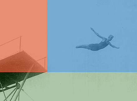 Abflug Turmspringer Olympische Spiele 1908 Montage: Christian Heinrici