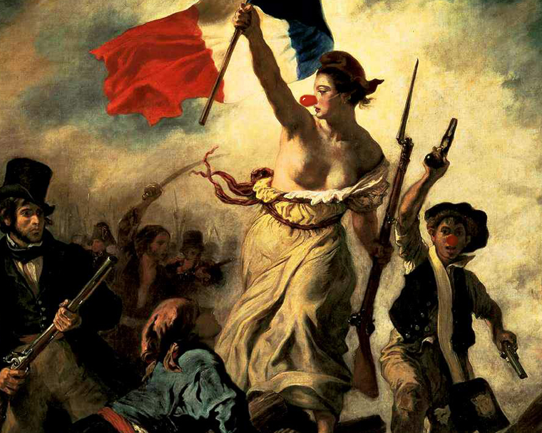 Die Freiheit f&uuml;hrt das Volk an (im Karneval) Pappnase Delacroix Heinrici