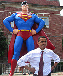Barack Obama und Superman-Puppe