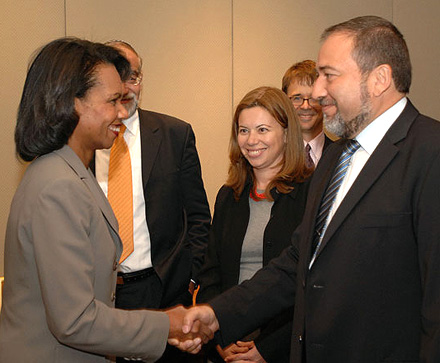 Avigdor Lieberman mit US-Au&szlig;enministerin Condoleezza Rice 2007