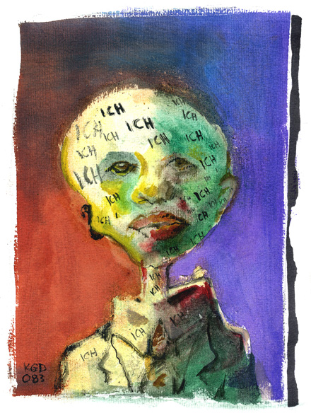 "Autistisch", Kostas Koufogiorgos &bdquo;Minima Politika&ldquo;, &copy; 2008 Horlemann-Verlag  Gewalt Minima Politika Kostas Koufougiorgos Horlemann-Verlag  Minima Politika Kostas Koufougiorgos Horlemann-Verlag