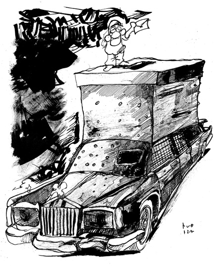 "Volksvertretung", Kostas Koufogiorgos &bdquo;Minima Politika&ldquo;, &copy; 2008 Horlemann-Verlag  Gewalt Minima Politika Kostas Koufougiorgos Horlemann-Verlag  Minima Politika Kostas Koufougiorgos Horlemann-Verlag