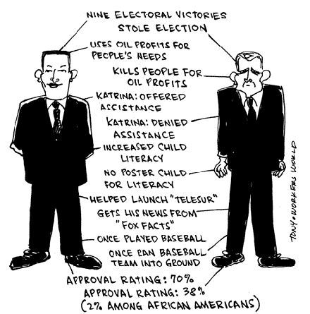 Nur im Cartoon: Chavez trifft Bush
