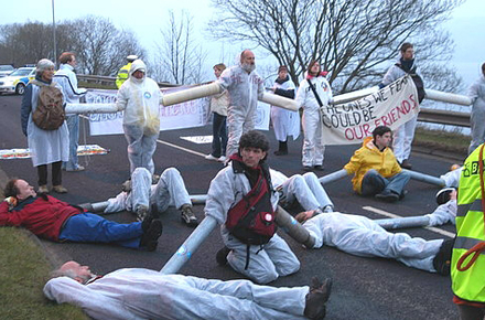 blockade mit rohren